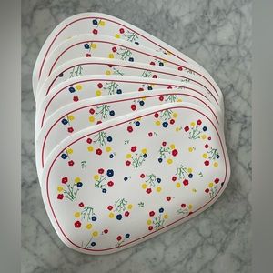 Set of 6 Vintage Vinyl Grandma Style Placemats 5 Stem Bouquet Motif.